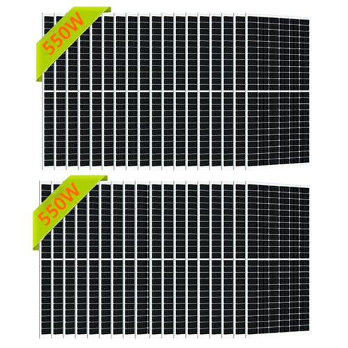 Solar Panels 550W Bifacial Mono 21.5% High-Efficiency Solar Module PV Power Charger for Home Roof and Various Other Off-Grid Applications 36PCS