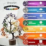 Seven Chakra Healing Crystal Tree Kit with 7 Chakra Bracelet and 2 Pendant Necklace - Gemstones Money Bonsai Tree Decor for Spiritual Good Luck Gift, Birthday Gift for Women, Men, Home, Office