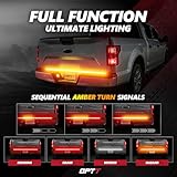 OPT7 60" Redline Triple Row LED Tailgate Light Bar w/Sequential Amber Turn Signal - Weatherproof Rigid Aluminum Frame Light Strip for Trucks - No Drill Install - Full Function Reverse Brake Running