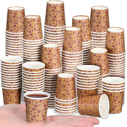 Jingmore 1000 Pcs 1 oz Mini Coffee Cups Disposable Espresso Paper Cups Bathroom Mouthwash Mugs Disposable Medicine Mugs for Travel Picnic Barbecue Party(Coffee Style)