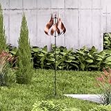 Teamson Home Tulip Kinetic Metal Weather Resistant 360 Degrees Swivel Windmill Wind Spinner for Outdoor Patio Garden Backyard Decking Décor, 70 inch Height, Copper