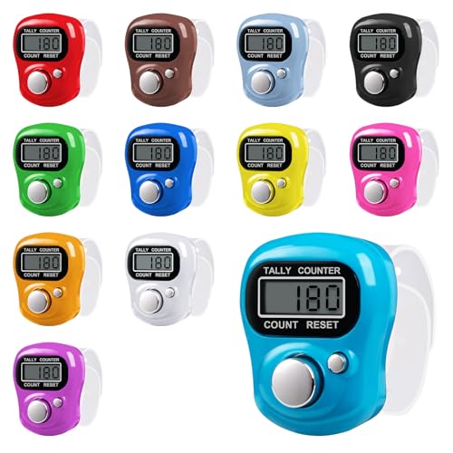 Amble 12 Pack Electronic Finger Counter, 5 Digit LCD Electronic Digital Display, Hand Tally Clicker Counter, Digital Handheld Tally Counter, Counting for Golf, Goods Counting, Lap, Knitting