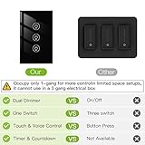 MOES Triple Dimmer Switch for LED Lights, Full Range Dimming, WiFi Smart Light Switch Neutral Wire Required, Single Pole, 300W INC, 75W LED/CFL, Smart Life/Tuya APP Remote Control, Black