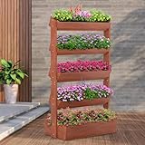 DoCred Vertical Wooden Raised Garden Bed, 5 Tier Garden Planters Freestanding Wood Plant Stand Flower Rack Wooden Planter Box for Plants Herbs Flowers Vegetables Outdoor Indoor Gardening