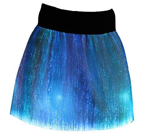 Light Up Fashion Skirts Glow in The Dark Sexy Skirts Luminous Fiber Optic Club Mini Skirts,Mobile APP Control (S)