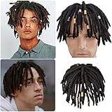 Dempiire Human Hair Braided Wig For Black Man Short Braids Wig Men Dirty Braid Dreadlock Wig Hair Blend Wig Men Piece Mens Wig Human Hair