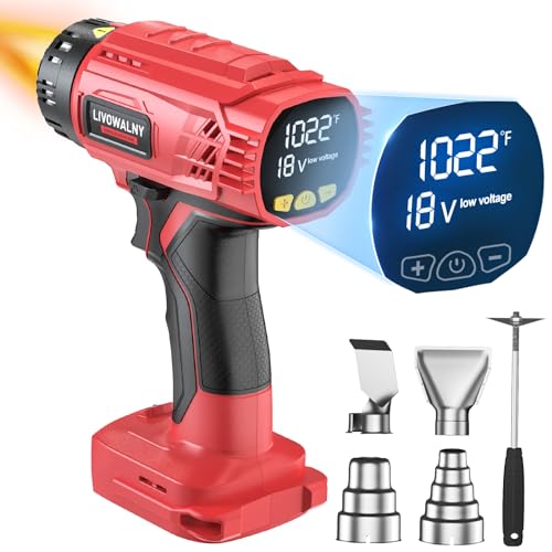 Heat Gun for Milwaukee 18V Battery: 350W Cordless Battery Powered Heat Gun 122℉~1022℉ (50℃~550℃) - 18V Variable Temperature Control w/LED Digital Display for Shrink Tubing, Vinyl Wrap
