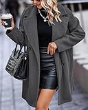 BTFBM Women 2025 Winter Faux Fur Coats Lapel Long Sleeve Fuzzy Fleece Outerwear Button Down Sherpa Jackets Fall Outfits(Solid Dark Grey, Medium)