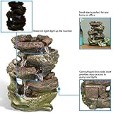 Sunnydaze Tabletop Water Fountain - Relaxing Indoor Desktop Water Fountain - Rock Fountain with LED Lights - Office, Bedroom, Living Room