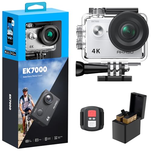 AKASO EK7000 4K30FPS 20MP WiFi Action Camera with EIS Ultra HD 131FT Waterproof Underwater Camera Remote Control 4X Zoom Support External Microphone