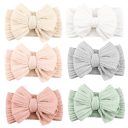 Niceye Handmade Baby Headbands Soft Stretchy Nylon Hair Bands with Bows for Newborn Infant Baby Toddler Girls