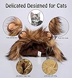 Onmygogo Lion Mane Wig for Cats, Funny Pet Cat Costumes for Halloween Christmas, Furry Pet Clothing Accessories (Size S, Melange Brown)