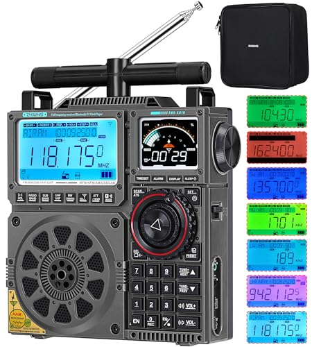 ZHIWHIS Shortwave Radio with SSB and Extra Antenna, AM FM CB LW AIR VHF UHF SW WB SSB Receiver, NOAA Weather/Antenna Tuner/APP Control/Bluetooth/20W Speaker/1600 Presets/Rechargeable Radios ZWS-C919