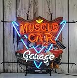 Handmade Glass Tube Neon Light Sign Muscle Car Garage Sign for Wall Decor Bar Pub Recreation Lights Windows Glass Wall Signs 24 X 20 Inches High Definition Jet Graphic Printing Board