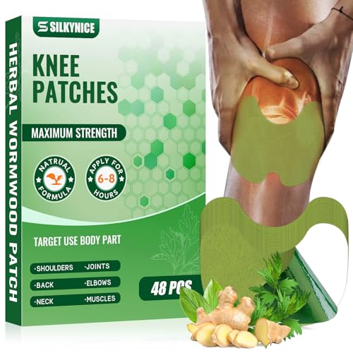 SILKYNICE Knee Relief Patch,48 Count——Herbal Knee Patches for Bone on Bone,Adhensive Heat Patches | Extra Strength | Long Lasting Relief for 8 Hours for Knees, Back, Neck, Shoulder