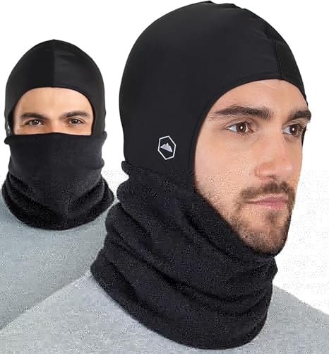 Tough Headwear Winter Neck Warmer Ski Mask for Men & Women, Winter Face Mask for Cold Weather, Motorcycle Helmet Liner - Black | Balaclava Style