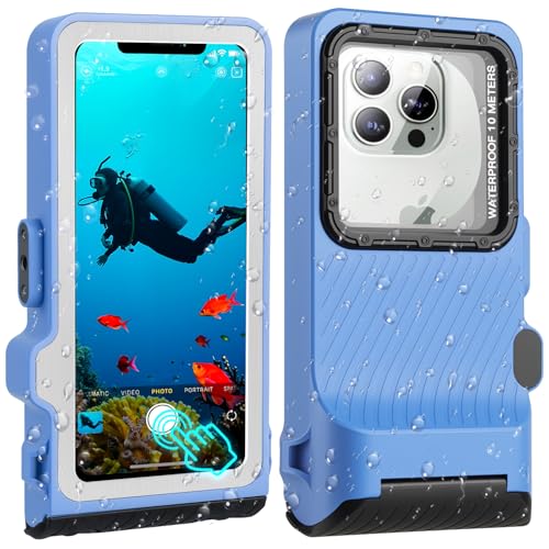 2025 Upgrade Universal Underwater Waterproof Diving Snorkeling Phone Case for iPhone 16/15/14/13/12/11 Pro/Pro Max/XS/X Samsung Galaxy S24/S23/S22/S21 Scuba Underwater Touchscreen Photo Video Housing