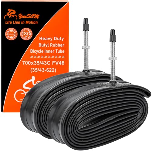 700C Heavy Duty Bike Tubes 700x35C/38C/40C/43C FV48 Presta Valve (35/43-622) 700C Bicycle Inner Tubes Compatible with 700 x 35C 700x36C 700x37C 700x38C 700x40C 700x42C 700x43c Bike Tire Tubes 2-PCS