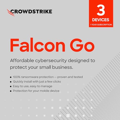 CrowdStrike Falcon Go | Premier Antivirus Protection for Small Businesses | Industry Leading Cybersecurity | Easy to Install | Business Software | Windows/Mac | 12 Month Subscription | 3 Licenses