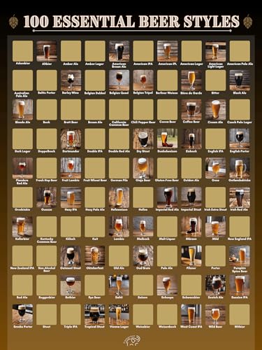 Celegreat 100 Essential Beer Styles Scratch Off Poster - Bucket List Wall Art for Beer Enthusiasts