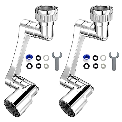 Longing Home 1080° Swivel Faucet Extender, Heavy Duty Rotating Sink Extension, Universal Swivel Multifunctional Robotic Arm, Rotating Splash Filter Extension Faucet Aerator for Kitchen Bathroom-2 Pcs