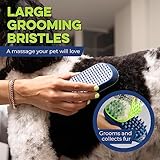 Bonza Dog & Cat Grooming Massage Brush with Removable Screen – Pet Scrubber for Gentle Short & Long-Haired Fur