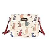 Signare Tapestry Crossbody Bag Shoulder Purse for Women In Cheeky Cat Design (XB02-CHEKY)