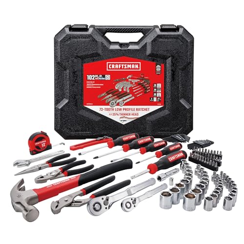 CRAFTSMAN 102-Piece Tool Kit for Home and Car, Durable Hand Tool Set with SAE/Metric Sockets (CMMT99449)