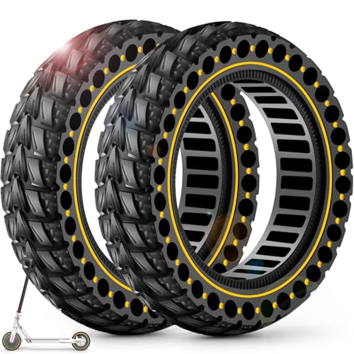BANGTING 2PCS 60/70-6.5 Scooter Tire, 10x2.5 inch Tire Solid for Segway Ninebot Max G2 / G30 / G30D / G30E / G30E / G30LP / G30D II / G30 Max, 10x2.5-6.5 Tires Replacement for Electric Scooter (Yellow