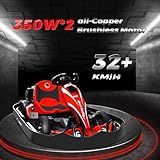 JYXKART Electric Go Kart, DRT3 Pedal Kids Go Kart Build in Dual 350W AC Brushless Motor with 36V8A Removable Lithium Battery, 20mph High Speed Racing Drifting Go Karts for Kids Ages 3-16 (Red)