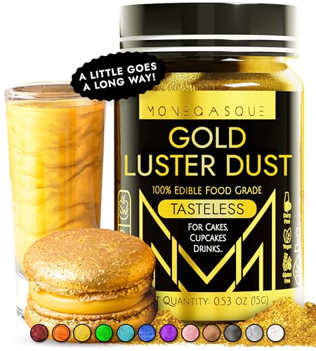 MONÉGASQUE Gold Edible Glitter for Cocktails 15g – Gold Edible Glitter for Drinks – Edible Gold Drink Glitter – Gold Luster Dust Edible – Gold Edible Glitter for Cakes – Edible Cake Decorations