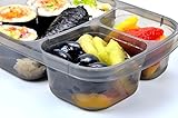 Youngever 7 Pack Bento Lunch Box, Meal Prep Containers, Reusable 3 Compartment Plastic Divided Food Storage Container Boxes