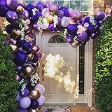 Purple Balloon Garland Kit Dark And Gold Arch Lavender Light Decoration For Baby Girl Princess Party Birthday