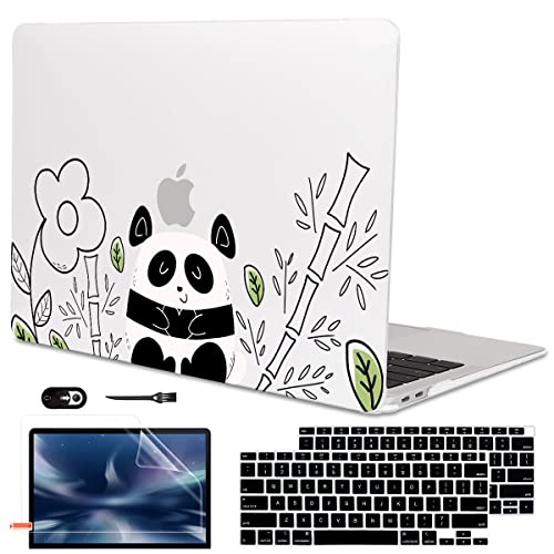 LCMOCICO 13 inch MacBook Air Case 2021 2020 2019 2018 Release A2337 M1 A2179 A1932 Retina Display Touch ID, Durable Matte Plastic Hard Shell Case Keyboard Cover for MacBook Air 13 in, Cute Panda