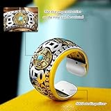 YULUYILYY Feng Shui Five Emperors Money Ring, S925 Stering Silver Engrave Cameo Ring Protection Amulet Wealth Lucky Love Health Jewelry Characters, Adjustable Open Rings for Men Women (B)