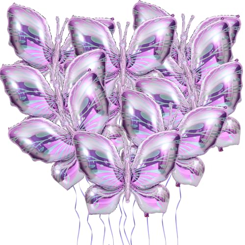 NOVWANG Butterfly Balloons, 10 Pcs 40 Inch Purple Pink Butterfly Foil Mylar Balloons Favors Butterfly Themed Party Wedding Birthday Baby Shower Decorations