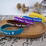 10/30/50/100 PCS Custom Silicone Wristbands bulk for Events, Party, Awareness, Personalized Multi-color Bracelets Bulk (Embossed Text)