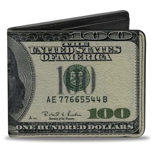 Buckle-Down Mens Bifold Wallet-100 Dollar Bills, Multicolor, 4.0 x 3.5 US