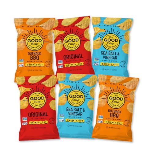 The Good Crisp Company, Crinkle Cut Potato Chips, 5.5 Ounce Bags, Pack of 6 (Variety Pack)