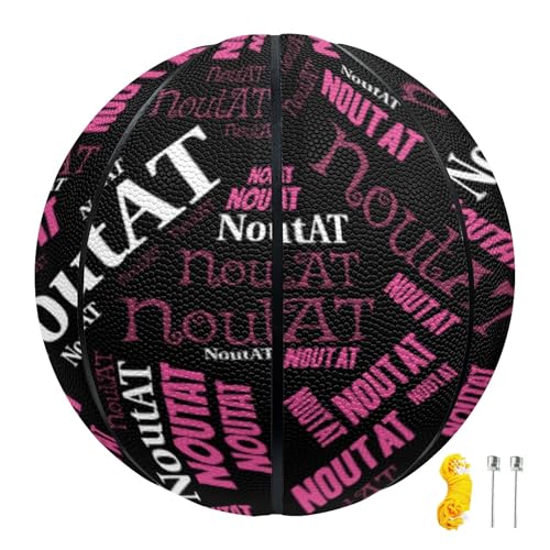 NoutAT Custom Basketball, Personalized with Name or Photo, 5 or 7 Size, PU Leather, 100% Nylon Windings, Butyl Bladder, 1 Set, 1 Piece