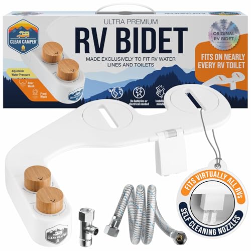 Clean Camper The Original RV Bidet Self-Cleaning Dual Nozzles | Non-Electric, Reversible Design | Easy Installation, RV Waterline Compatible | Adjustable Gentle Water Pressure | Eco-Friendly