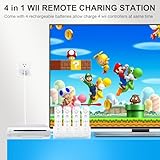 4-in-1 Charging Station for Wii&Wii U Remote Controller,Charger with 4 Rechargeable Battery Packs (4 Port Charging Station+4 pcs 2800mAh Replacement Batteries+USB Cable),Remote Not Included