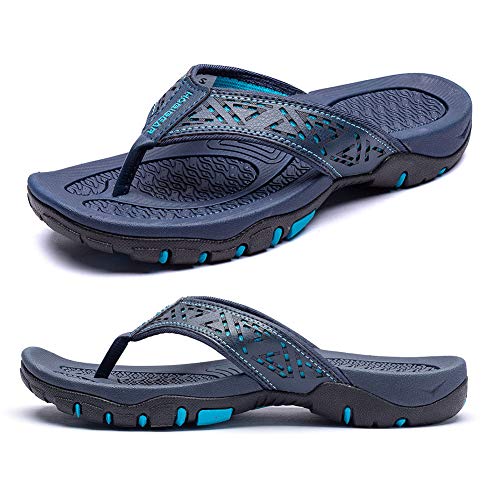 KIIU Flip Flops for Mens Thong Sandals Men Summer Shoes Arch Support(10M Blue)