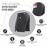 Anthem Athletics Hyperflex 7 Inch Men's Workout Shorts - Zipper Pocket Short for Running, Athletic & Gym Training - Volcanic Black G2 - Large