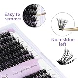 Lash Clusters 60D/80D Eyelash Clusters Fluffy DIY Lashes Wispy D Curl Lashes Clusters Mixed Length 16-20mm Fluffy Individual Lash Clusters Eyelash Extensions for DIY Lashes at Home