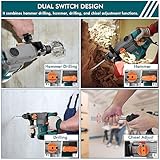 GLORITY 1-1/4 Inch SDS-Plus 13 Amp Heavy Duty Rotary Hammer Drill with Safety Clutch 4 Functions and Variable Speed, Including Chisels and Drill Bits