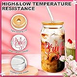 Gerrii 12 Sets Bridesmaid Gifts Bridesmaid Wine Glasses Team Bride Can Shaped Glass Cups Bride Tumblers with Lids and Straw for Wedding Engagement (16 oz)