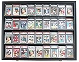 DisplayGifts Pro UV 36 Graded Sports Card Display Case for Football Baseball Basketball Hockey Comic Trading Cards Horizontal (Black Finish)