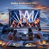 [1200 ANSI & Audio by DBX-TV] Alvar 4K Projector with WiFi 6 and Bluetooth, 30W Speakers, Netflix Licensed & DoIby Audio Outdoor Proyector, Auto Focus Native 1080P Smart Projector with HDR10+, Black