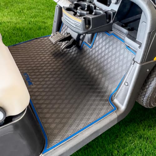 Xtreme Mats Rubber Floor Mat Liner for Golf Carts - Fits E-Z-GO 2022.5-2023.5 RXV/Valor Models with Hanging Pedals Including RXV Elite, RXV Freedom, Valor - Diamond Design Flooring Cover (Blue Trim)